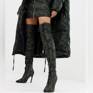 NWT ASOS Design x LaQuan Smith Padded over the knee heeled boot
